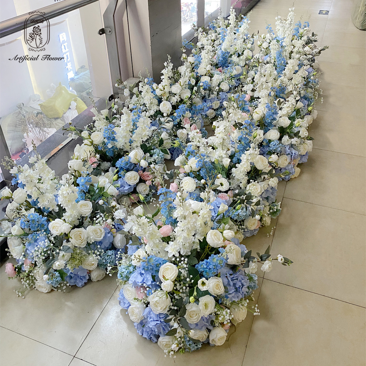 DKB vendita diretta della fabbrica Bouquet di fiori fatti a mano Bouquet di fiori blu per la decorazione di nozze tavolo di nozze centrotavola