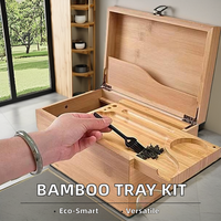 Grand plateau à roulettes en bambou de qualité supérieure Kit de boîte de rangement pour tabac à la vanille Combinaison de verrouillage pour boîtes de rangement en forme de rectangle Bacs