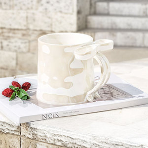 Scandinavian Ins Bow Handle Cerâmica Criativo Beber Xícara De Café Bonito Estudantes Café Café Leite Cup - Product Image 6