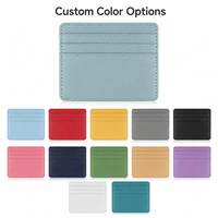 Dompet Kartu Kulit PU Grosir Logo Kustom, Dompet Tipis Minimalis Multi-warna dengan Cetak Logo