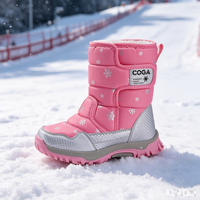 Bottes de neige mi-mollet pour enfants, résistantes au froid, respirantes, imperméables, anti-neige, en tissu extensible, semelle extérieure en caoutchouc résistante à l'usure