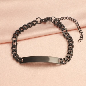 Hot Selling Fashion Bending Bracelet Custom Engraved logo <b>Name</b> Blank bar Cuban <b>Chain</b> Stainless Steel Bracelet - Product Image 5