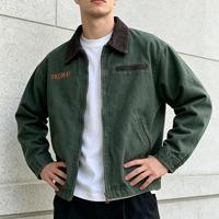 Veste de travail décontractée en toile Detroit délavée avec doublure en maille et col montant, style vintage