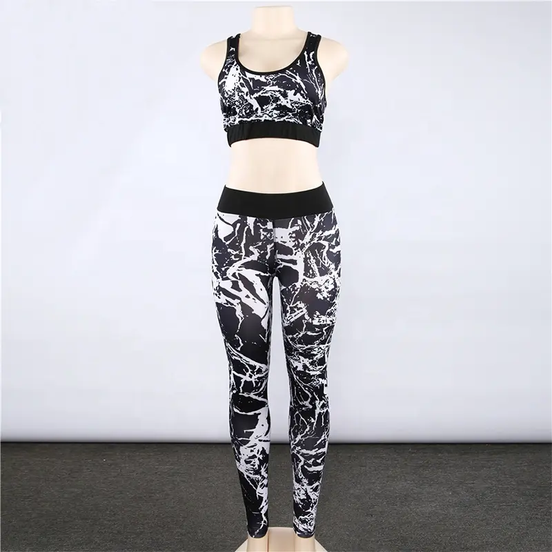 Sexy Slim Phụ Nữ Yoga Phù Hợp Với Breathable Sport Sets Yoga Bra Và Yoga Xà Cạp 3 D In Hoa Đào Tạo Bộ