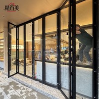 Porte pliante en aluminium sur mesure, lisse et étanche, pour intérieur et extérieur, idéale pour restaurant, café, bar, vitrine de magasin, façade en verre