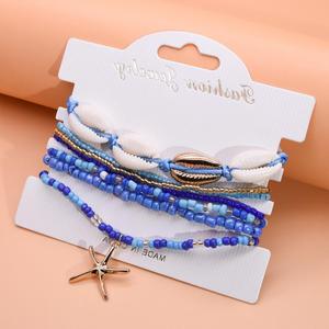Yebei's best-selling Bohemian beach style <b>bracelet</b> <b>set</b>, a seven-piece summer beach starfish seed bead and seashell <b>bracelet</b> <b>set</b>. - Product Image 4