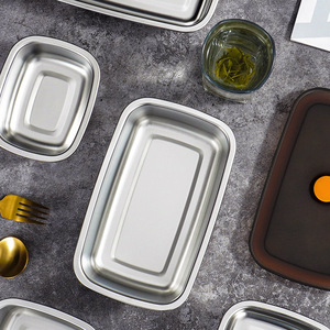 Stainless Steel Food Storage Container 450ml 600ml Rectangle Sealed <b>Lunch</b> <b>Box</b> Kitchen Refrigerator Use - Product Image 5