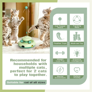 3in1 Mulit-<strong>cat</strong> Toy <strong>Cat</strong> Teaser <strong>Wand</strong> Feather Tracking Balls Weight Loss Enhance Intelligence Relieve Anxiety Kitty Interactive Toy - Product Image 2
