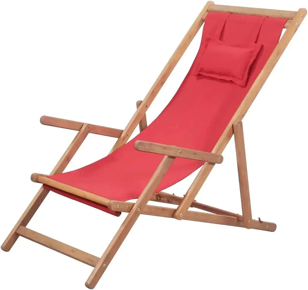 Danlong قابل للتعديل ارتفاع طوي التجارية خشبية في الهواء الطلق صالة حبال الشاطئ كرسي كرسي للشاطئ مع وسادة