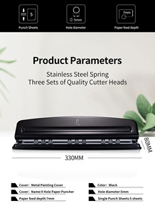 Máy Đục Lỗ 9 Lỗ Tùy Chỉnh Hình Chữ Nhật Tiện Dụng Cho Giấy Kích Thước B5, Máy Đục Lỗ Giấy Buộc Dây Cá Nhân Màu Đen Có Thể Điều Chỉnh, Máy Đục Lỗ 9 Lỗ - Product Image 6
