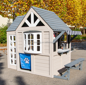 Maisonnette en bois d'extérieur avec banc, aire de jeux, maisonnette tendance pour enfants, cabane en bois pour enfants - Product Image 6