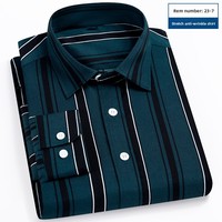 Neue Frühlingsmode Lässiges Herren-Streifenhemd Stretch-Hemd Business-Stil Langarmhemd