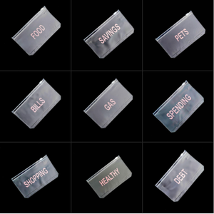 A5 A6 poche de caisse givré Transparent Ziplock pochette d'argent étiquette autocollants sac à fermeture éclair Pvc enveloppe de trésorerie système budgétaire <span class=keywords><strong>classeur</strong></span> - Product Image 3
