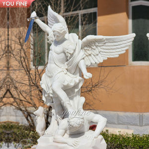 Estatua de San Miguel Arcángel Matando al Diablo, de Mármol Blanco, Tamaño Real, con Espada, para Decoración de Iglesias Católicas, YOUFINE - Product Image 2