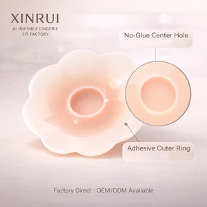 Cubrepezones <span class=keywords><strong>de</strong></span> <span class=keywords><strong>Silicona</strong></span> XINRUI con Diseño Floral, sin Pegamento, Ajuste Natural para Comodidad Diaria - Product Image 2