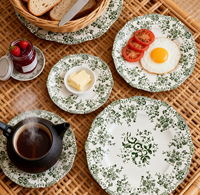 Assiettes en porcelaine fine à motifs floraux, best-sellers pour les hôtels, les restaurants et les présentoirs de mariage