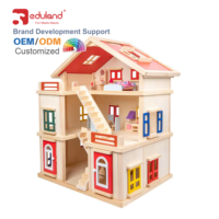 Maison de poupée miniature en bois Montessori à trois étages, jouet éducatif DIY pour filles, OEM ODM