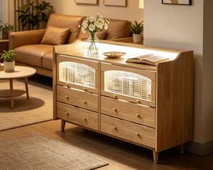 Midcentury Modern Birch Wood Dresser <b>6</b>-<b>Drawer</b> Storage Chest Freestanding Living Room Cabinet - Product Image 6