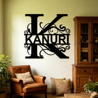 Panneau mural personnalisé en métal avec monogramme, initiales diagonales, pour la décoration d'entrée ou de couloir