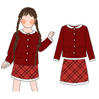 Ensemble Robe et Jupe à Capuche Florale Confortable pour Filles Adolescentes Enfants Vente Saisonnière Inspiré de Noël Doublé pour l'Automne