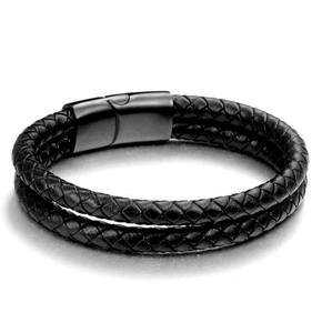 สร้อยข้อมือแม่เหล็กผู้ชายแบบกำหนดเอง เครื่องประดับหนัง สร้อยข้อมือหนังสแตนเลสสำหรับ<span class=keywords><strong>ผู้ชาย</strong></span> - Product Image 4