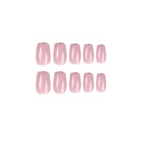 24 Uñas Postizas Acrílicas de Estilo Francés Color Rosa, Uñas Artificiales Cortas, Uñas Falsas