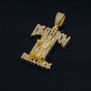 Collar con Colgante de Plata 925 de Moda YIWEN, Collar con Letras <span class=keywords><strong>del</strong></span> <span class=keywords><strong>Rey</strong></span> de Punto de Congelación, Colgante Chapado en Oro al por Mayor - Product Image 5