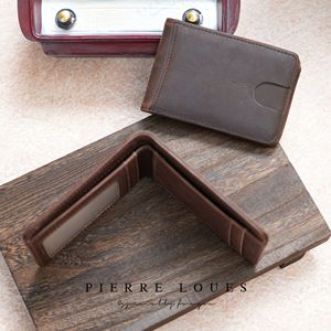 Pierre Loues Men's <b>Genuine</b> <b>Leather</b> <b>Wallet</b> Bi-Fold Short Size Black And Brown Solid Color Everyday Use - Product Image 2