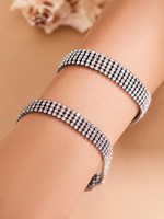 CELES Bijoux de mode Bracelet tennis de luxe en acier inoxydable plaqué or 18 carats avec fermoir montre et chaîne multi-rangs de diamants en zircon pour femme