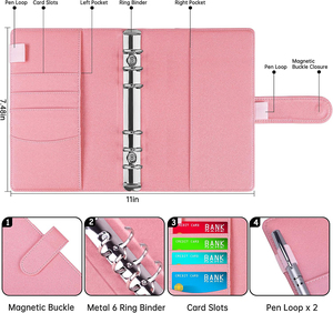 Custom Promotional A6 Macaron <strong>Budget</strong> <strong>Binders</strong> A6 PU Leather 6 Ring <strong>Binder</strong> Cover Agenda Folder Refillable Leather <strong>Binder</strong> Notebook - Product Image 2