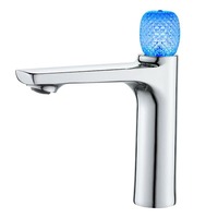 Robinet de lavabo moderne en laiton brossé à capteur tactile LED, avec cartouche céramique, monotrou, à poser sur le comptoir, monocommande