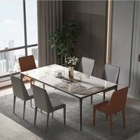 Ensemble table et chaises de salle à manger de style italien minimaliste moderne, table rectangulaire en alliage d'aluminium, 2 places, pour salon, petite taille
