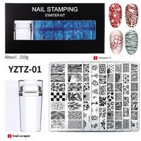 Ensemble complet d'outils d'impression d'ongles transfrontaliers en vente en gros Plaque d'acier d'impression de joint Peinture gratuite Vernis à ongles Plaque d'estampage d'ongles