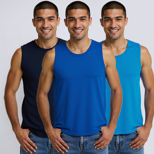 Mens 100% Polyester Sports Breathable Mesh Sleeveless Fitness Vest Washed Casual Sporty Workout T-Shirt Knitted - Product Image 1