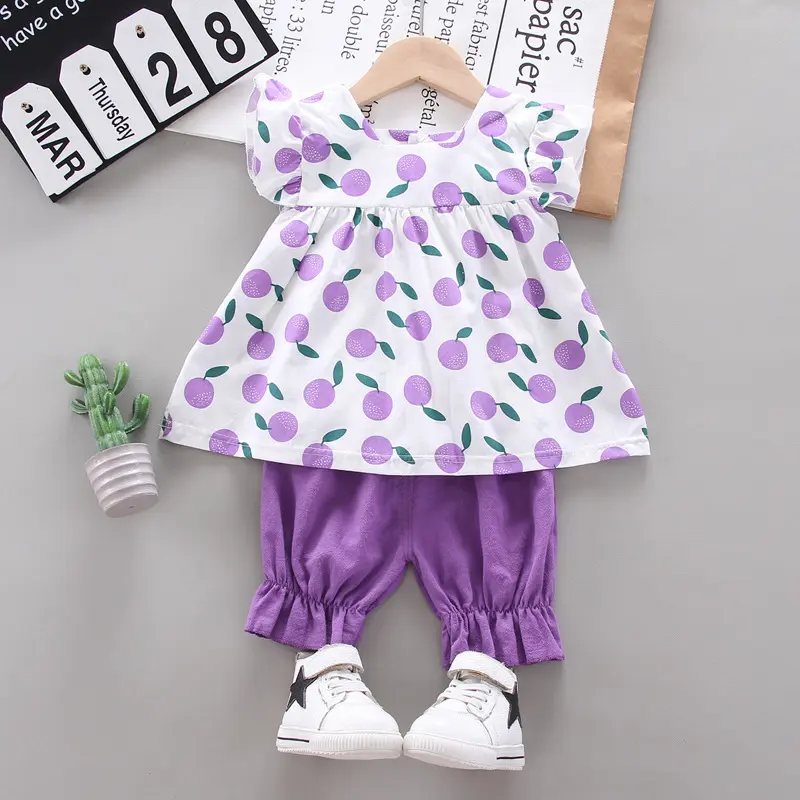 Vendita calda abbigliamento per bambini completi set di vestiti per bambina set di neonate indossare abbigliamento per bambini dolci set di vestiti estivi per bambina