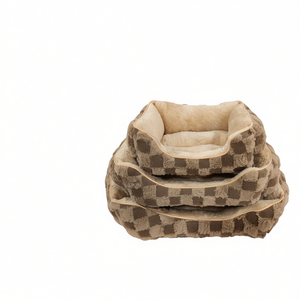 Cuccia Quadrata per Animali Domestici in Pelo di Coniglio Beige e Velluto Artico, Comoda e Confortevole - Product Image 2