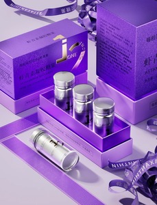 <span class=keywords><strong>3</strong></span> flessen op maat gemaakte logo laser paarse magnetische stevige geschenkdoos met zilveren stempel UV-print essentiële olie medicijn cosmetica verpakking - Product Image 2
