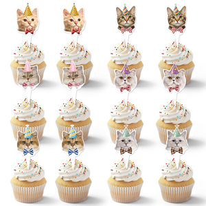 <b>Cat</b> Birthday Party Banner Cake Decorations Paper Disposable Birthday Decor Set - Product Image 2
