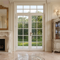 Puerta Francesa de Madera Sólida para Terraza, Maximiza la Luz Natural, Rejillas Clásicas, Aislamiento Térmico para Exteriores, Hecha a Medida, Doble