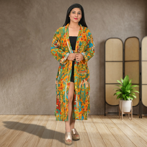 Túnicas Largas de Algodón con Estampado Floral para Mujer, Estilo Kimono, Ropa de Dormir, Bata de Baño, Venta al Por Mayor, Alta Calidad - Product Image 2