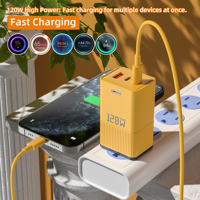 Chargeur mural intelligent USB Type-C PD QC à câble rétractable, 120W, sortie 12W/20W, 5V/2.4A, protection contre les courts-circuits, UE - Vente chaude