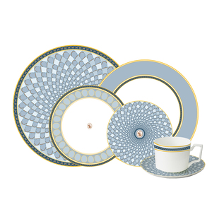Service de Table de Luxe en Porcelaine Bleue avec Bordure Dorée Véritable, Vaisselle de Mariage en Porcelaine Fine, <span class=keywords><strong>Ensemble</strong></span> Assiettes et Bols en Céramique Motif Cygne Style Palais 2026 - Product Image 6