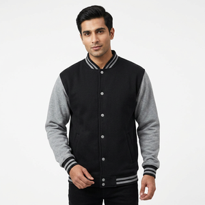 Men's Customizable Baseball Varsity Jacket Winter Solid Color Jacket with Embroidered <b>Leather</b> CollegeBaseballjacket for men - Product Image 1