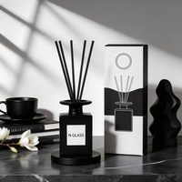 Flacon vide pour diffuseur de parfum, aromathérapie, 150 ml, base carrée, bord large, transparent, noir fumé, ensemble