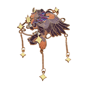 Usine directe sans caractère minimum Dragon Design épingle en émail dur en métal doré personnalisé avec chaîne et étoiles - Product Image 1
