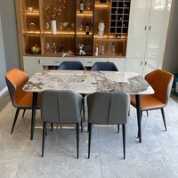 Ensembles de tables et chaises de salle à manger modernes de luxe, table en dalle de pierre de bambou, meubles de salle à manger pour la maison, le restaurant et l'hôtel