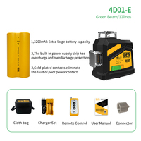 Niveau laser DEGLASERS, meilleur prix, ligne croisée, 360 degrés, vert, 3D, 12 lignes, bricolage, intérieur/extérieur, super lumineux, IP54, étanche, kit de niveau laser