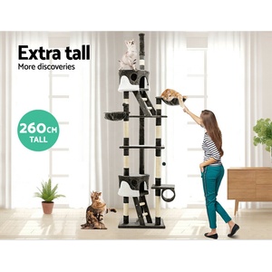 Venta al por mayor de Sisal Castillo moderno 240-262cm gris blanco gato grande escalador de árbol para gato - Product Image 4