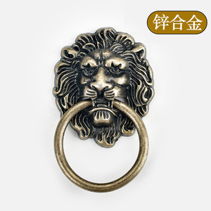 Lion Head <b>Handle</b> Zinc Alloy Bronze Cabinet <b>Door</b> <b>Pull</b> Ring Traditional Decorative Furniture Hardware - Product Image 3