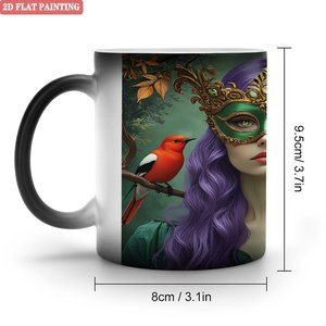 Heat Sensitive Color Changing Mug Frosted Black 11oz <b>Ceramic</b> <b>Cup</b> With 2D Flat Painting Design - Product Image 1